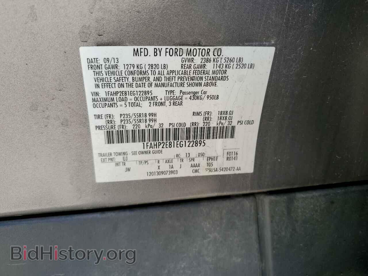 2014 FORD TAURUS - VIN: 1FAHP2E81EG122895 - Фото 13