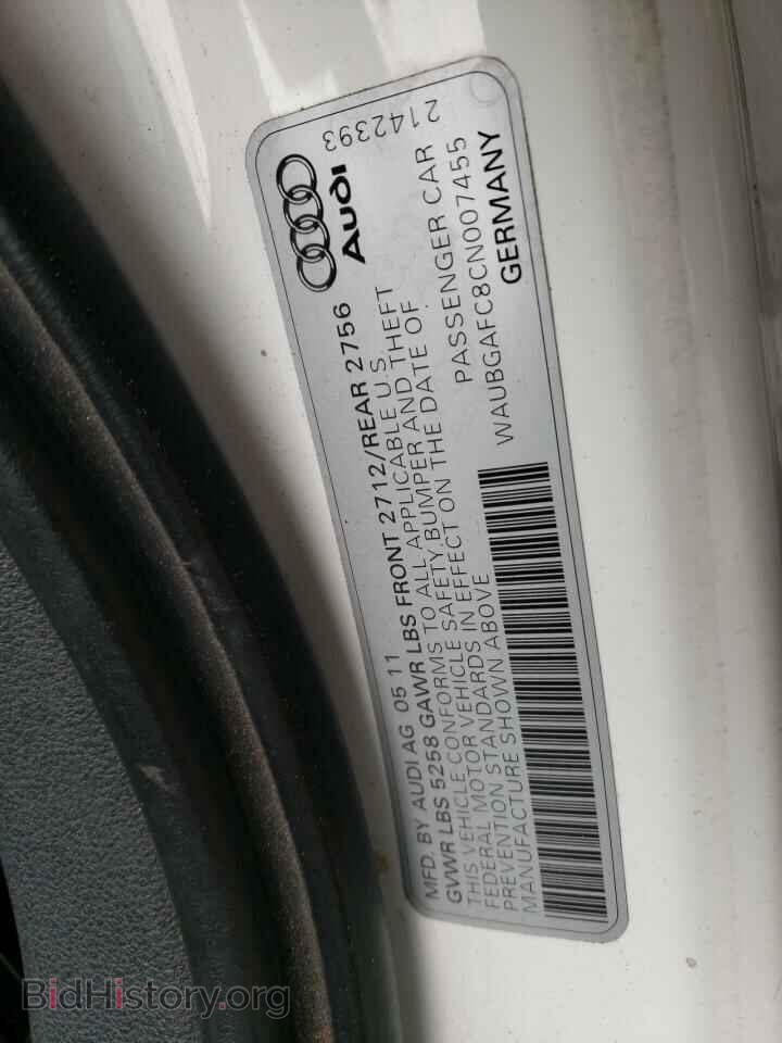 2012 AUDI A6 - VIN: WAUBGAFC8CN007455 - Фото 12