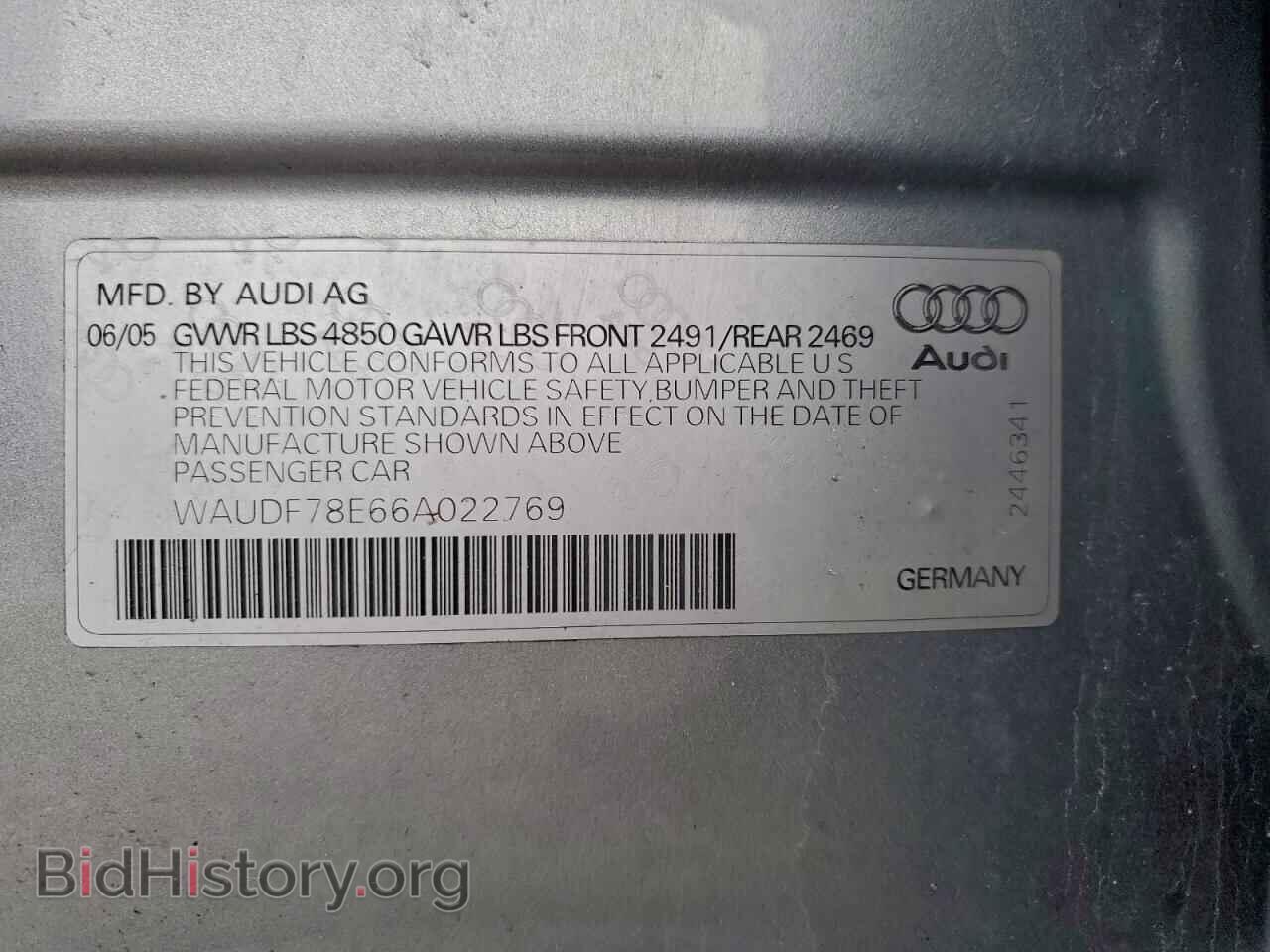 2006 AUDI A4 - VIN: WAUDF78E66A022769 - Фото 12