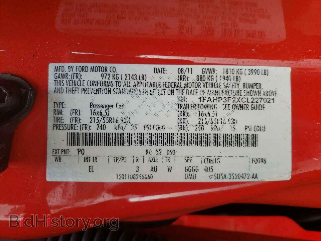 2012 FORD FOCUS - VIN: 1FAHP3F2XCL227021 - Фото 12