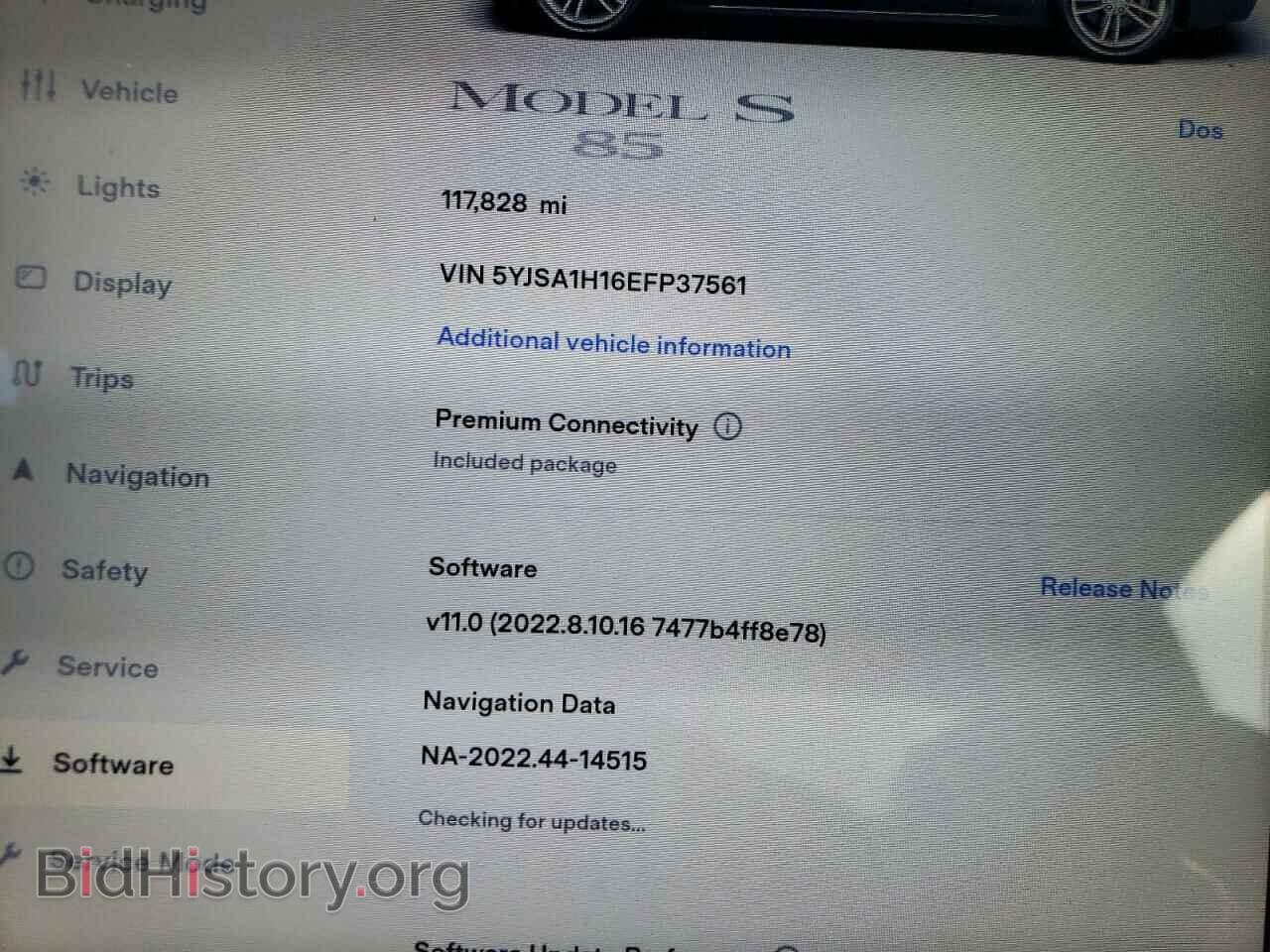 2014 TESLA MODEL S - VIN: 5YJSA1H16EFP37561 - Photo 9