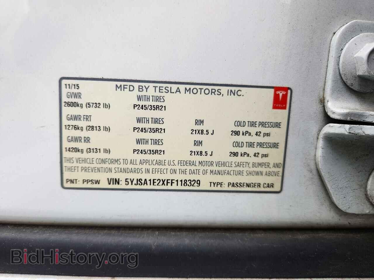 2015 TESLA MODEL S - VIN: 5YJSA1E2XFF118329 - Фото 12