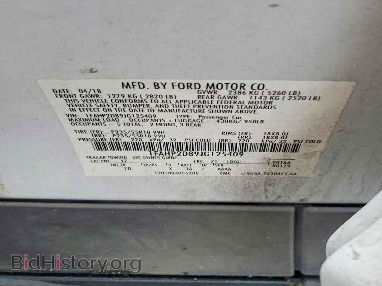 2018 FORD TAURUS - VIN: 1FAHP2D89JG125409 - Фото 12