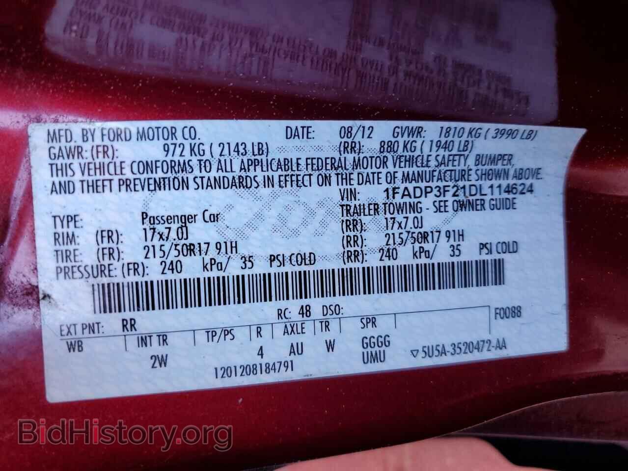 2013 FORD FOCUS - VIN: 1FADP3F21DL114624 - Фото 12