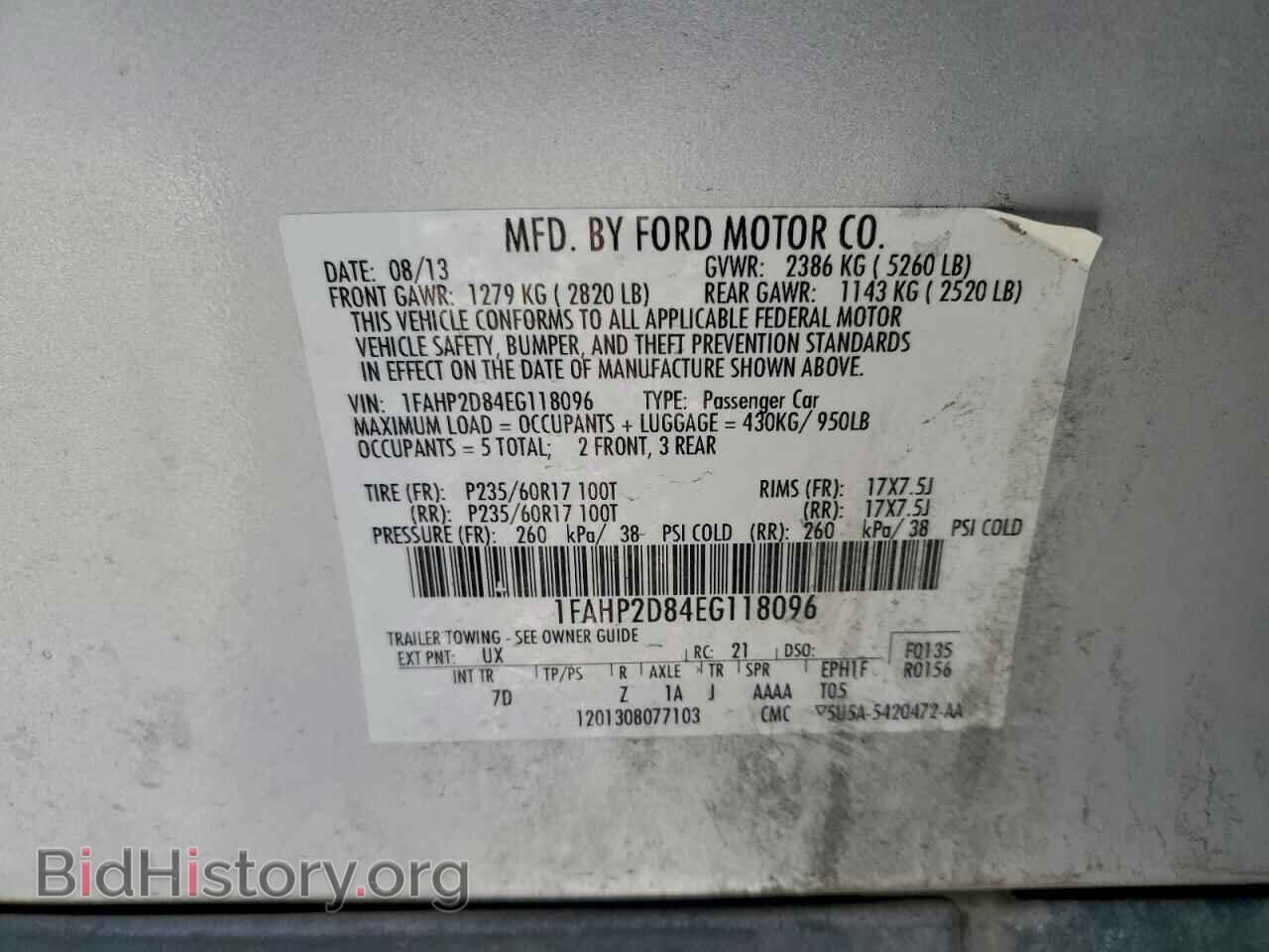 2014 FORD TAURUS - VIN: 1FAHP2D84EG118096 - Фото 12