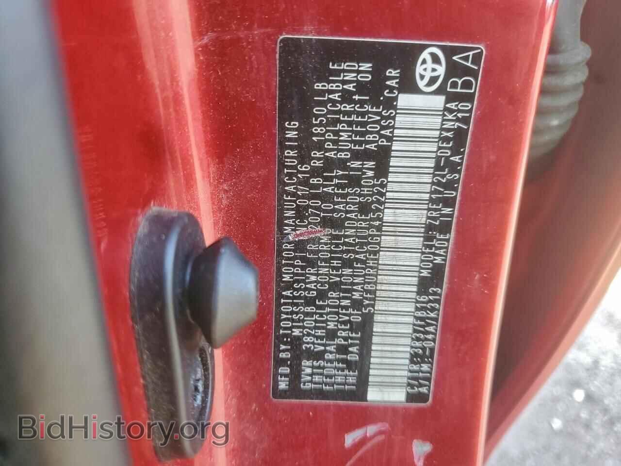 2016 TOYOTA COROLLA - VIN: 5YFBURHE0GP452225 - Фото 13