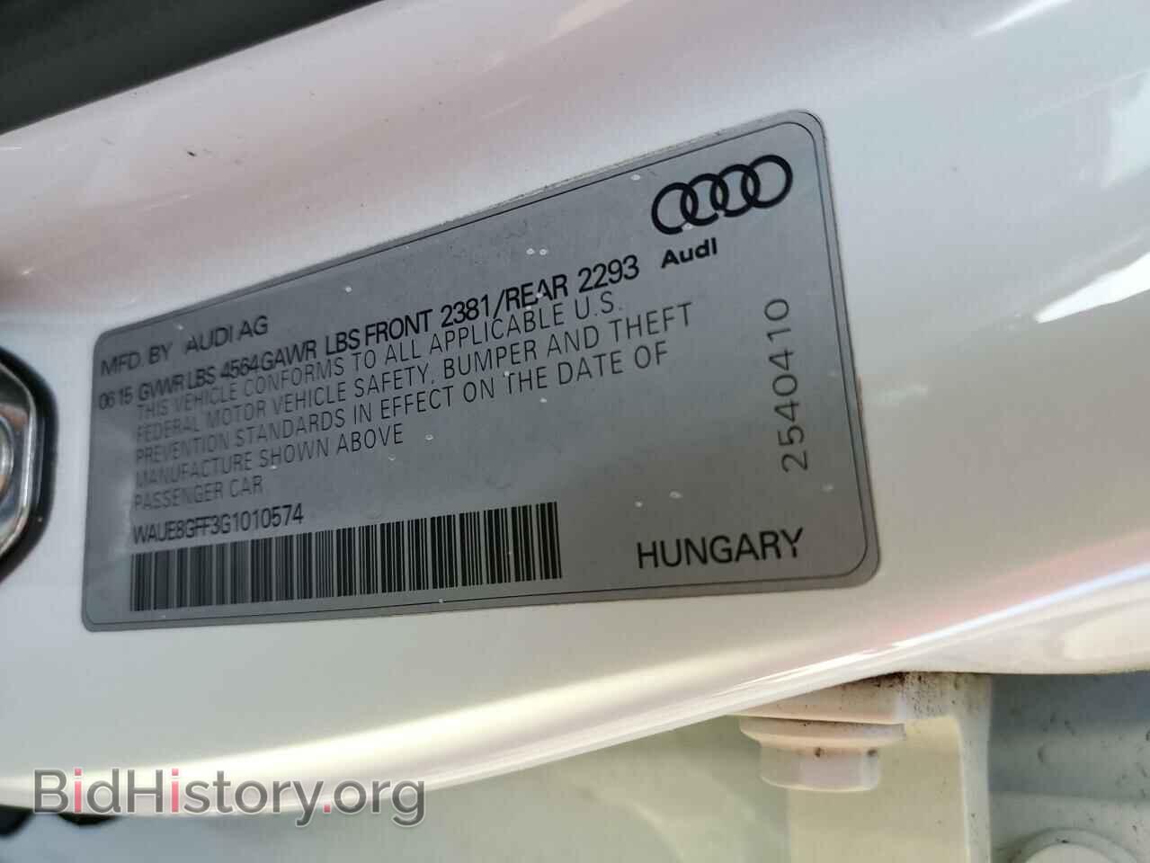 2016 AUDI A3 - VIN: WAUE8GFF3G1010574 - Фото 12