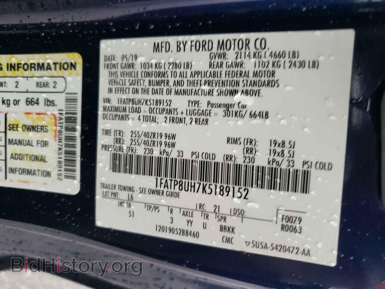 2019 FORD ALL Models - VIN: 1FATP8UH7K5189152 - Photo 12