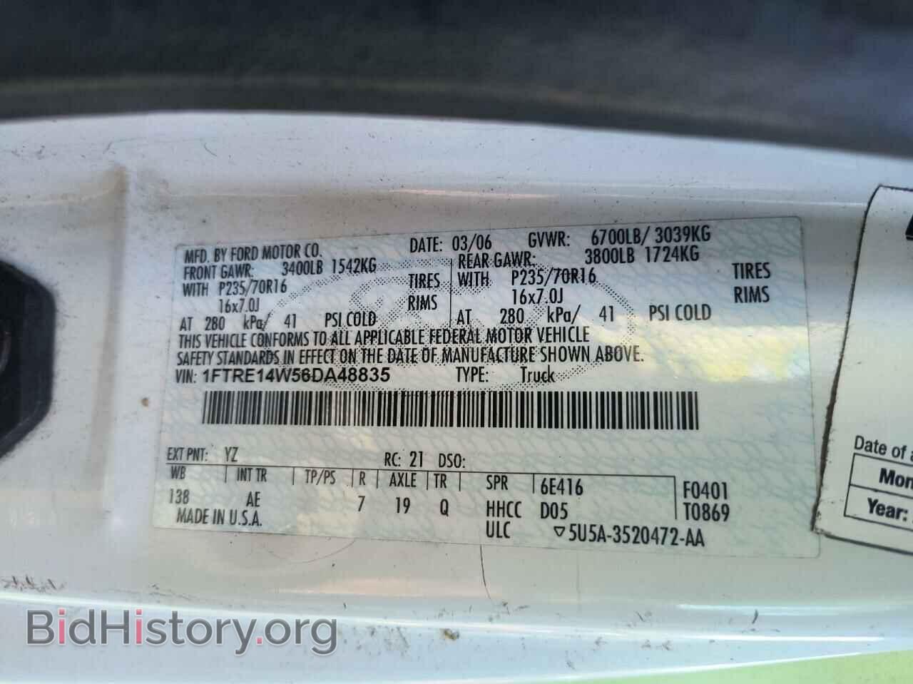 2006 FORD ALL Models - VIN: 1FTRE14W56DA48835 - Фото 10