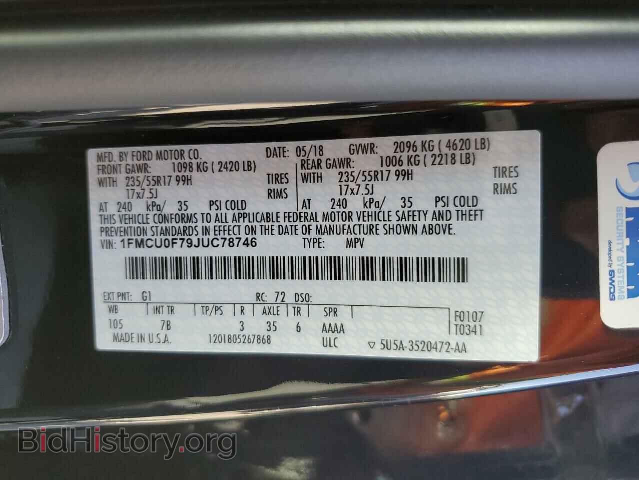 2018 FORD ESCAPE - VIN: 1FMCU0F79JUC78746 - Фото 13