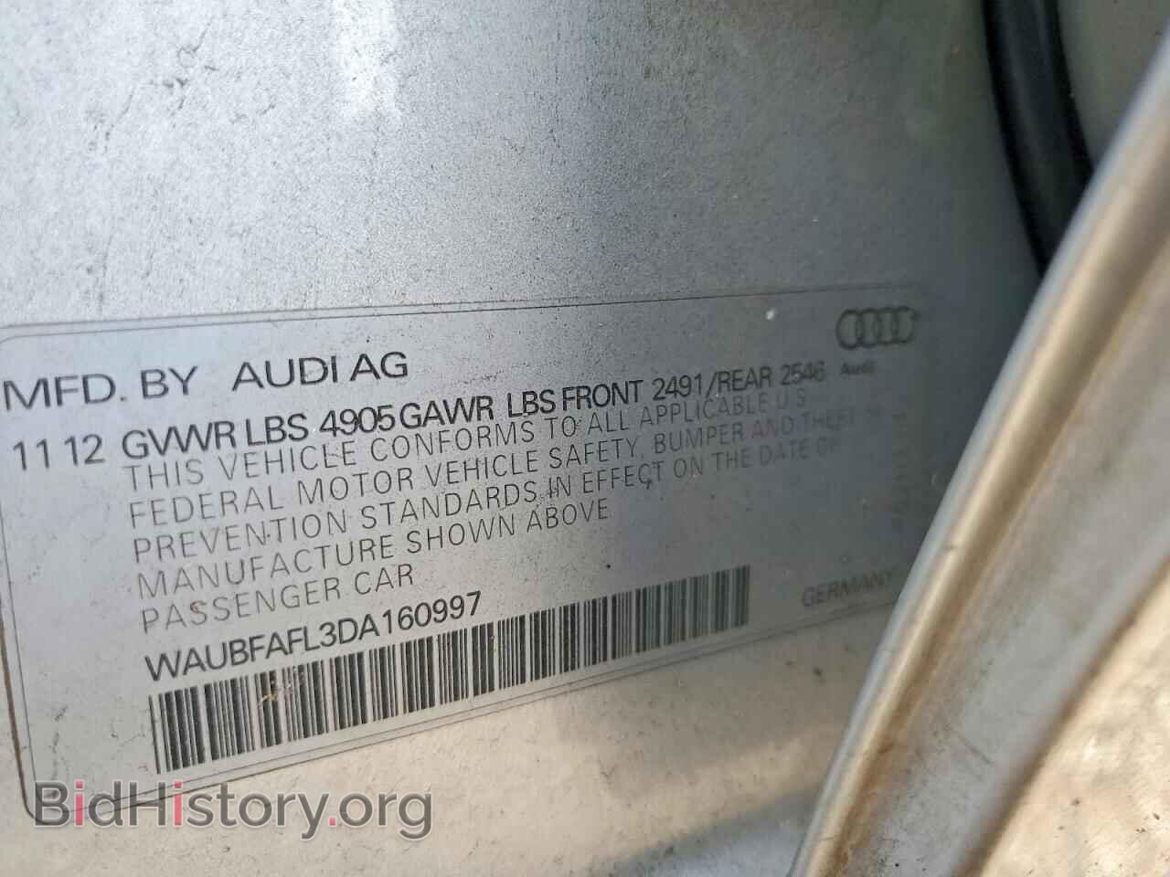2013 AUDI A4 - VIN: WAUBFAFL3DA160997 - Фото 12