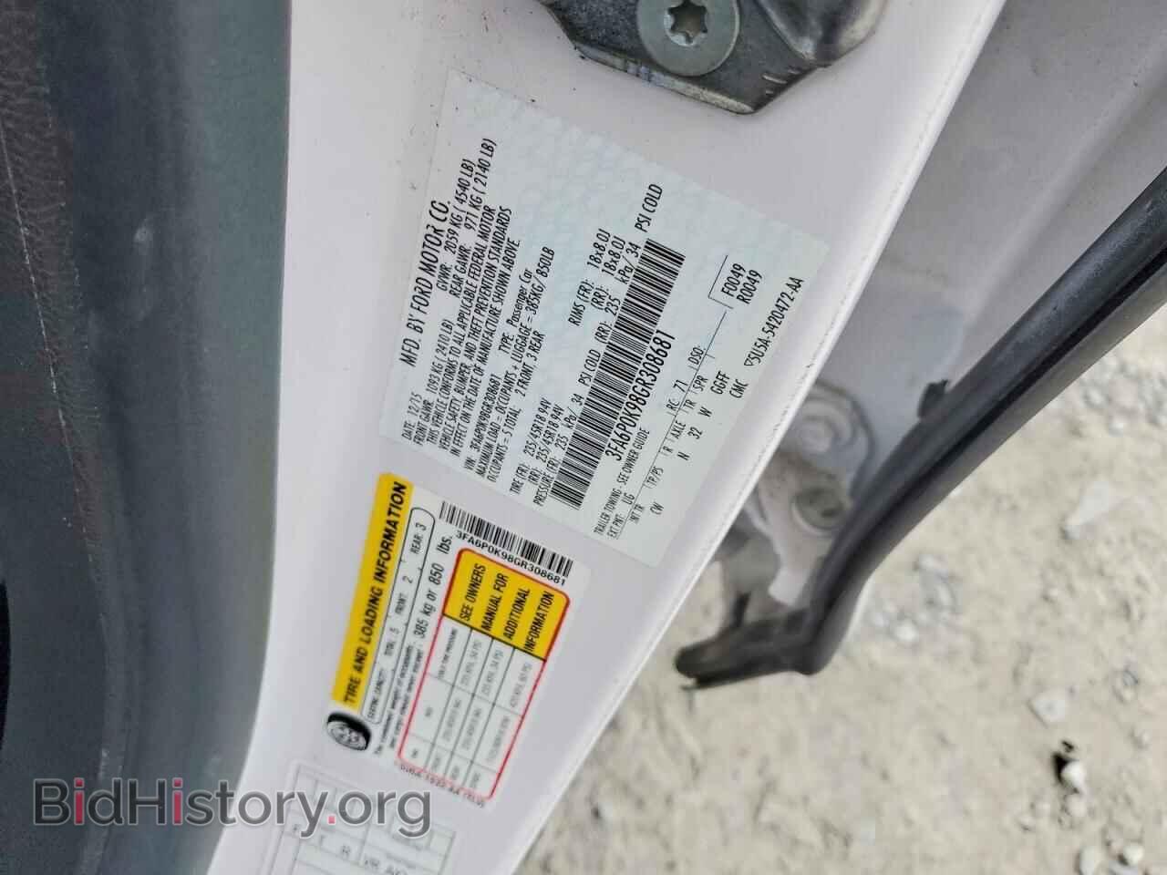 2016 FORD FUSION - VIN: 3FA6P0K98GR308681 - Фото 12