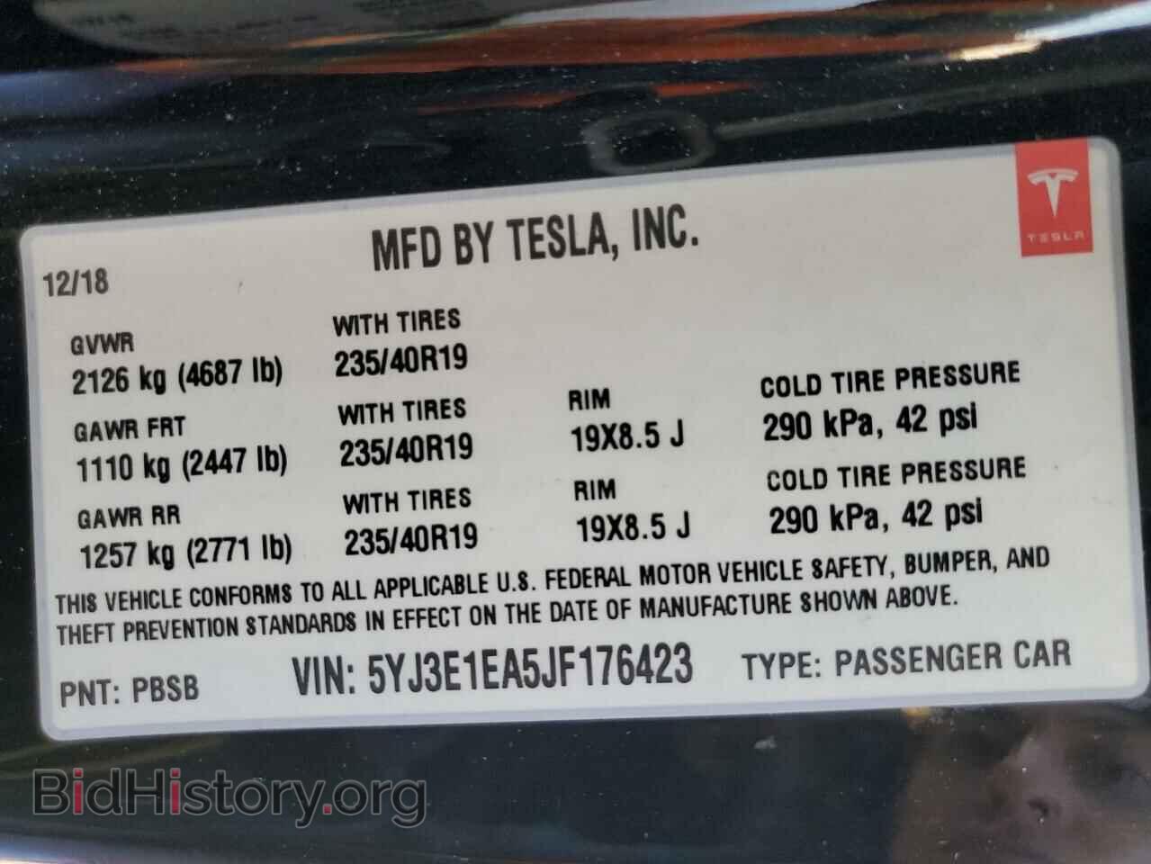 2018 TESLA MODEL 3 - VIN: 5YJ3E1EA5JF176423 - Photo 12