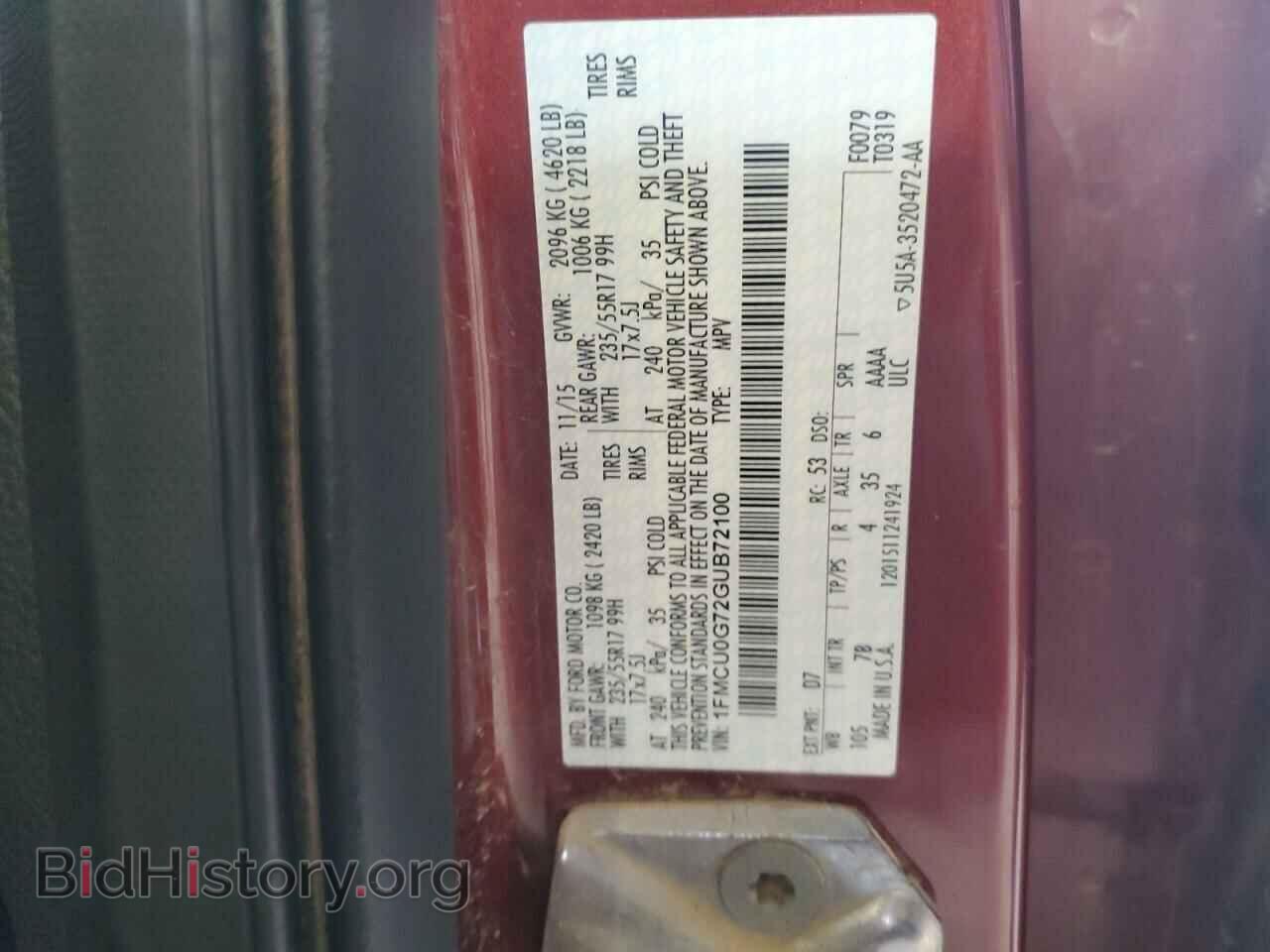 2016 FORD ESCAPE - VIN: 1FMCU0G72GUB72100 - Фото 13