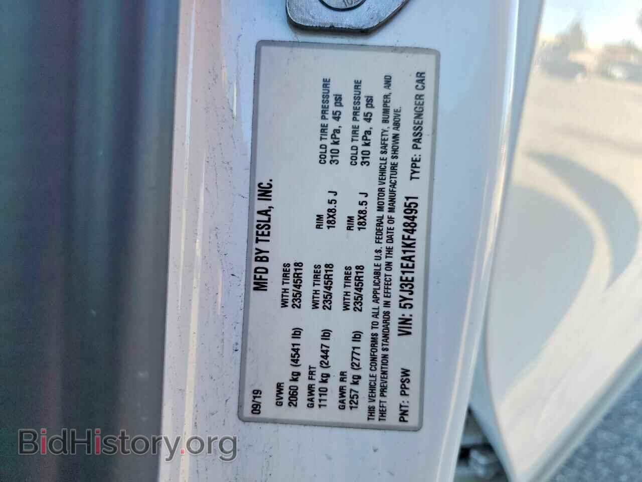 2019 TESLA MODEL 3 - VIN: 5YJ3E1EA1KF484951 - Фото 12