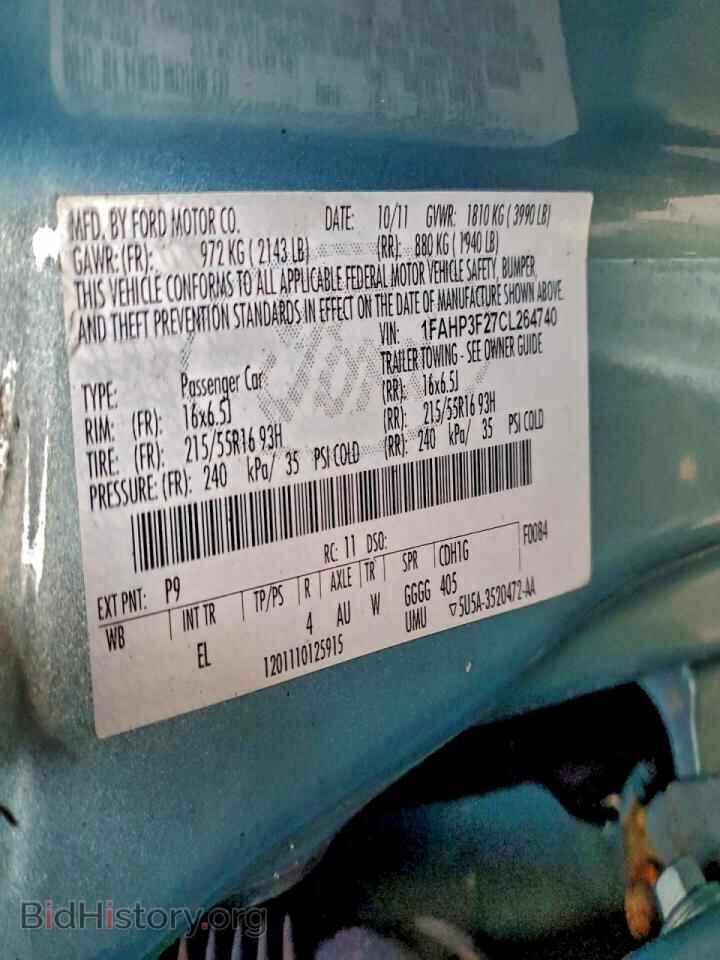 2012 FORD FOCUS - VIN: 1FAHP3F27CL264740 - Фото 12