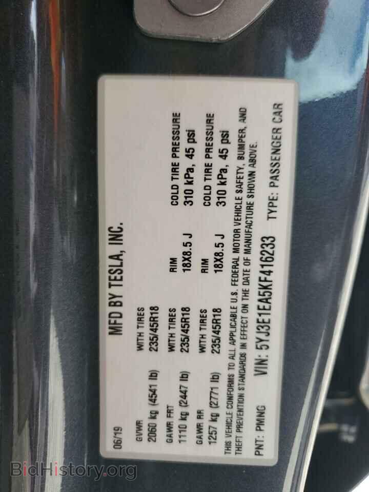 2019 TESLA MODEL 3 - VIN: 5YJ3E1EA5KF416233 - Photo 13