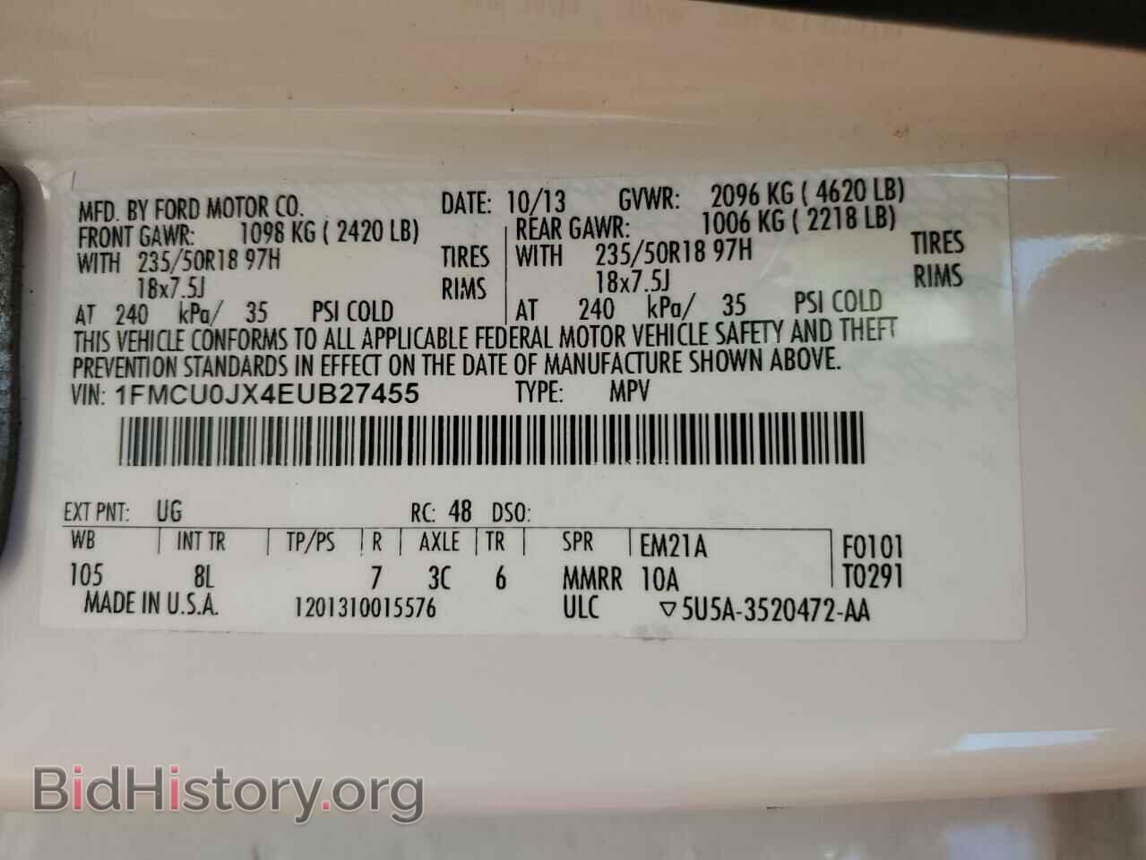2014 FORD ESCAPE - VIN: 1FMCU0JX4EUB27455 - Фото 13
