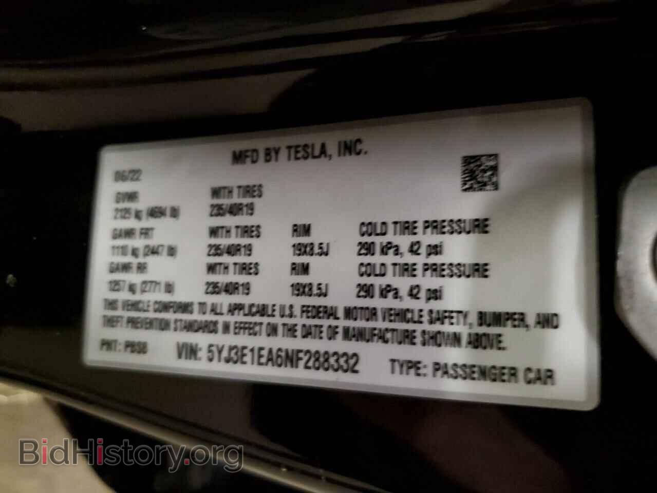 2022 TESLA MODEL 3 - VIN: 5YJ3E1EA6NF288332 - Photo 12