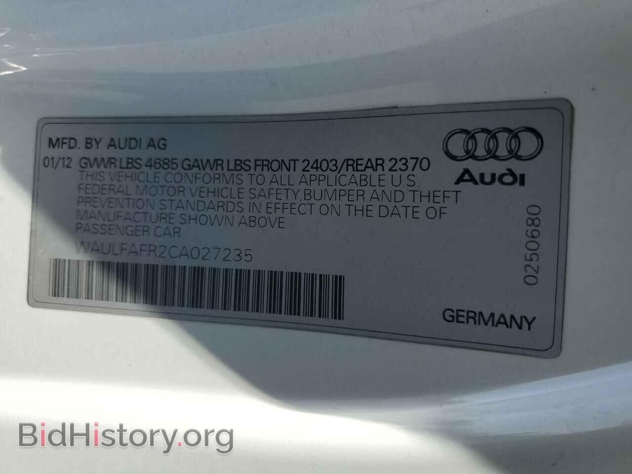 2012 AUDI A5 - VIN: WAULFAFR2CA027235 - Photo 12