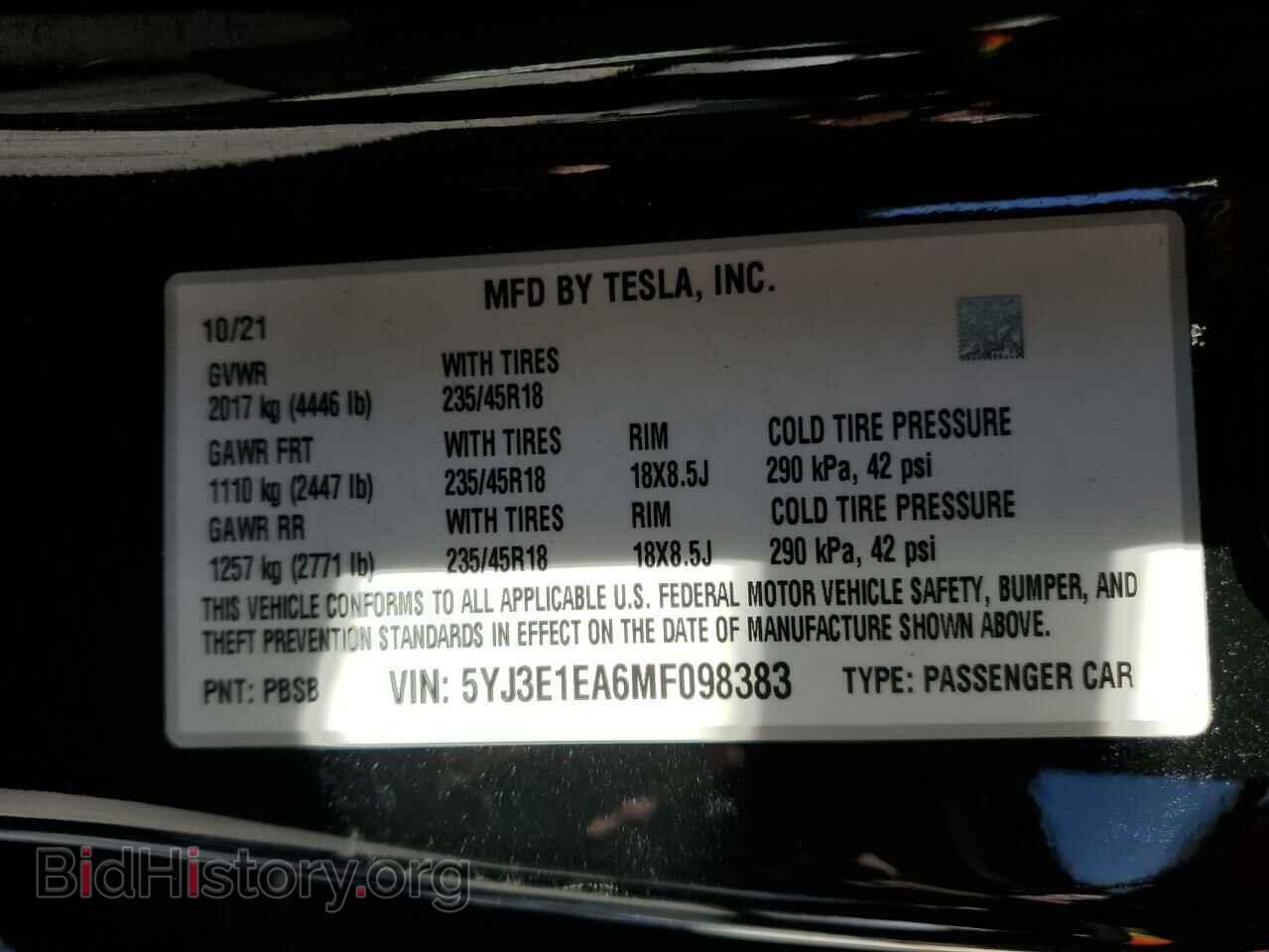 2021 TESLA MODEL 3 - VIN: 5YJ3E1EA6MF098383 - Фото 12