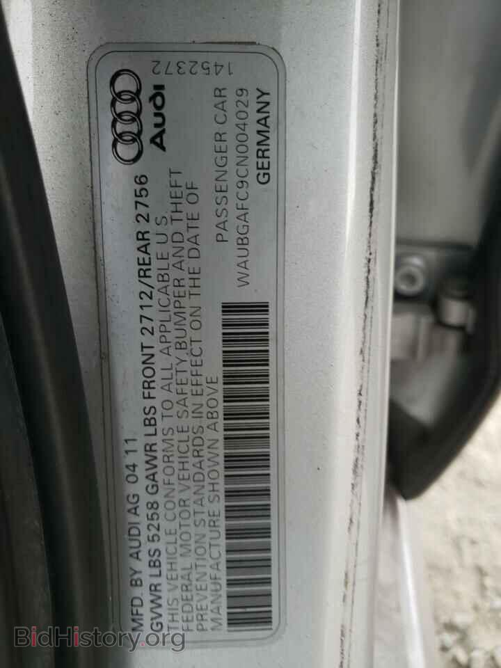 2012 AUDI A6 - VIN: WAUBGAFC9CN004029 - Фото 12