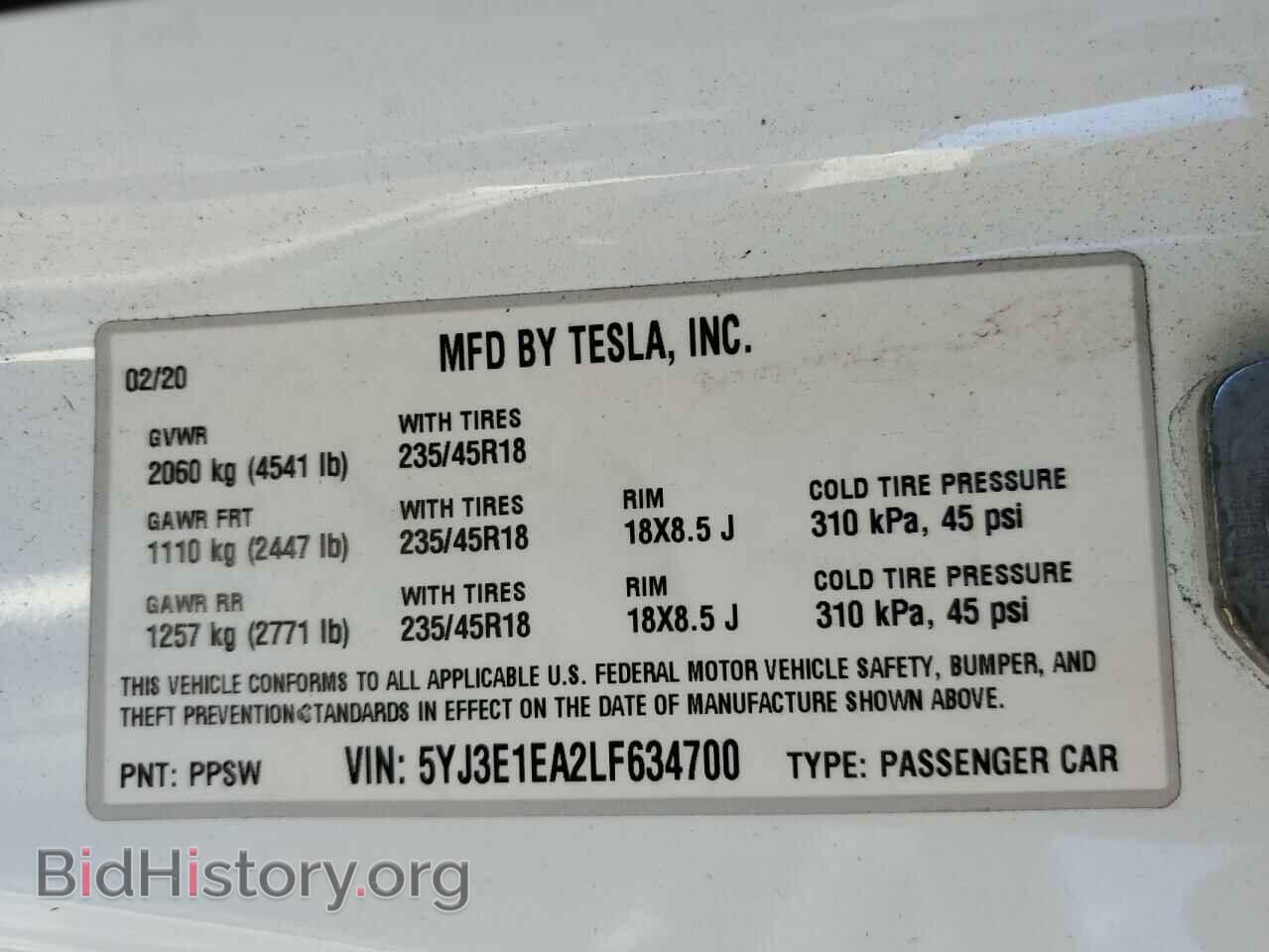 2020 TESLA MODEL 3 - VIN: 5YJ3E1EA2LF634700 - Фото 12