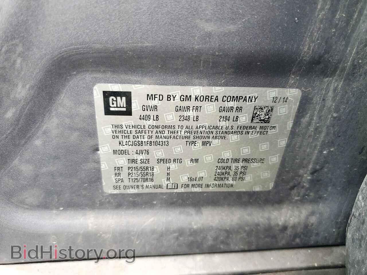 2015 Buick ENCORE (VIN KL4CJGSB1FB104313) — photo 13 of 15