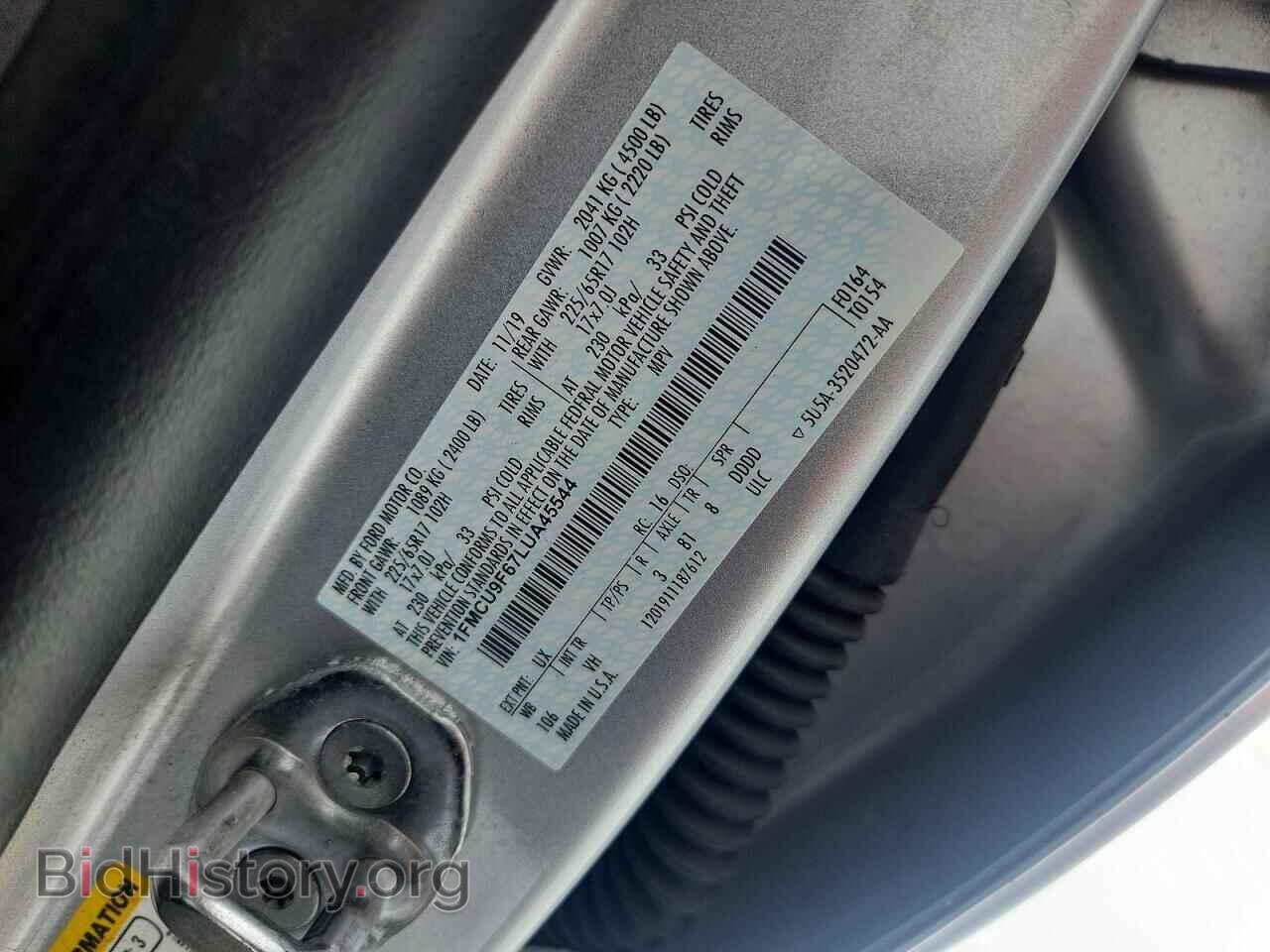2020 FORD ESCAPE - VIN: 1FMCU9F67LUA45544 - Photo 12