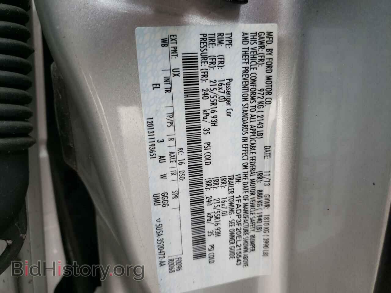 2014 FORD FOCUS - VIN: 1FADP3F20EL215543 - Фото 12