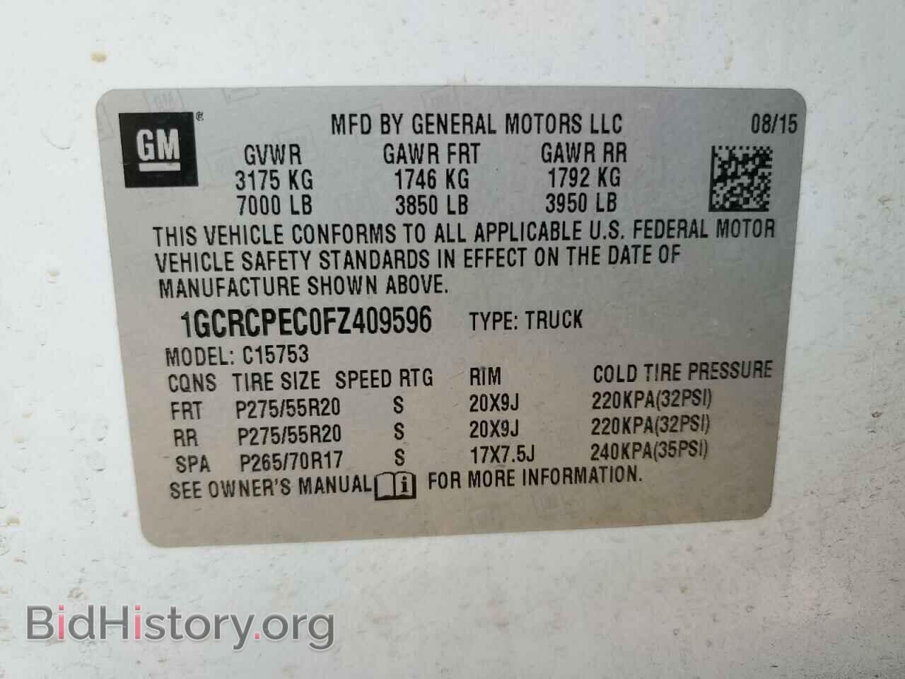 2015 CHEVROLET ALL Models - VIN: 1GCRCPEC0FZ409596 - Фото 12