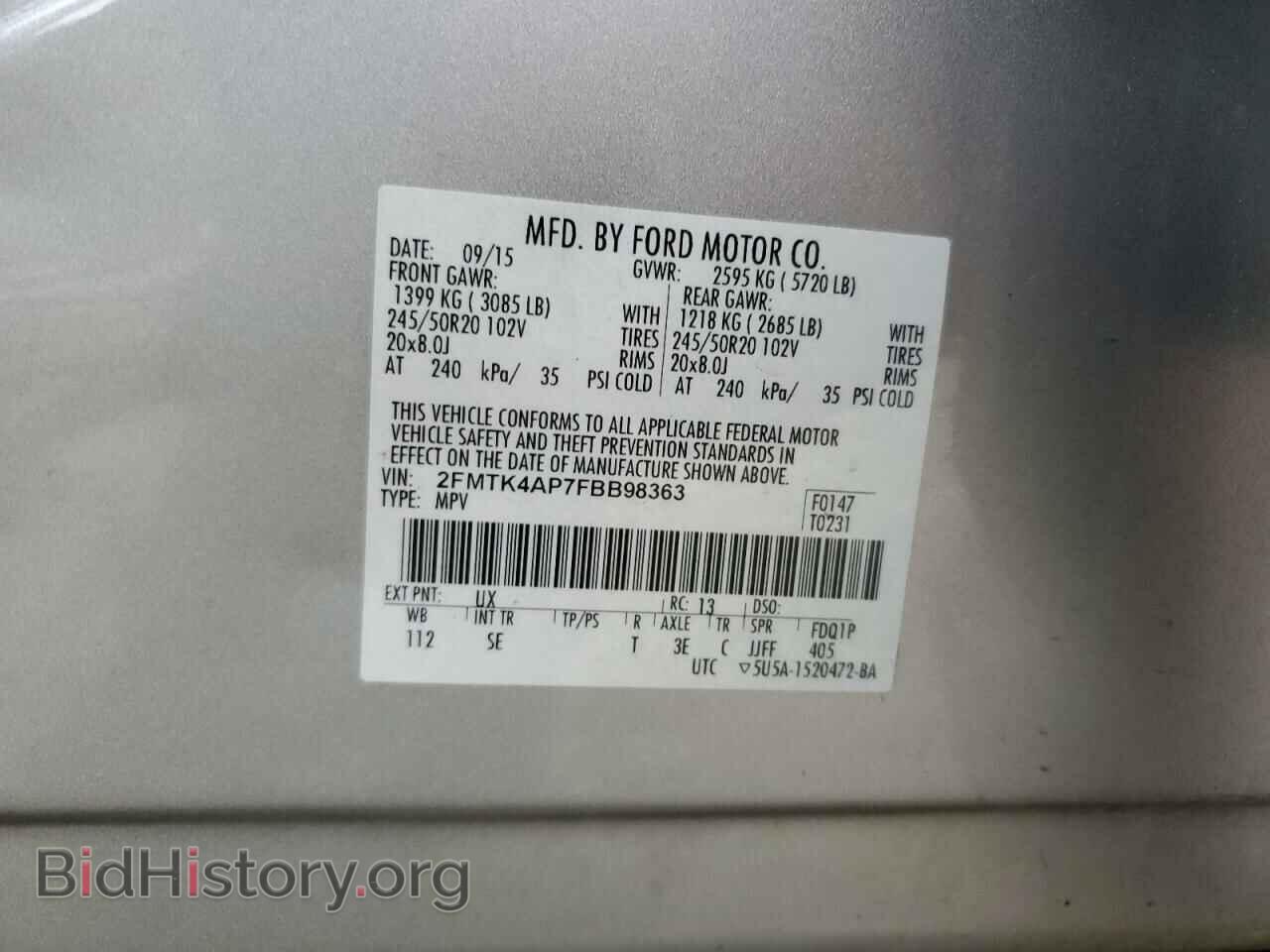 2015 FORD EDGE - VIN: 2FMTK4AP7FBB98363 - Photo 13