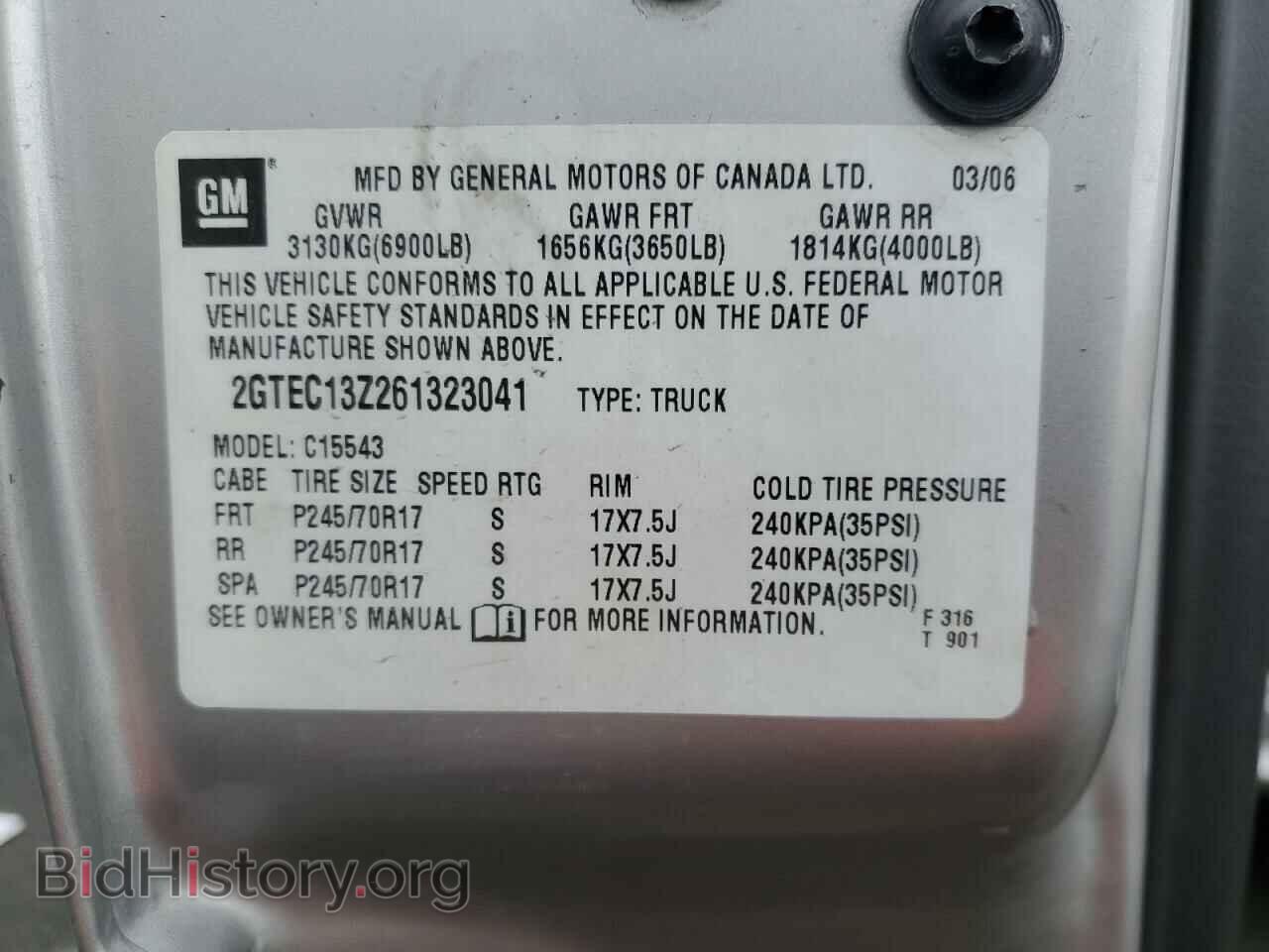 2006 GMC SIERRA - VIN: 2GTEC13Z261323041 - Фото 12