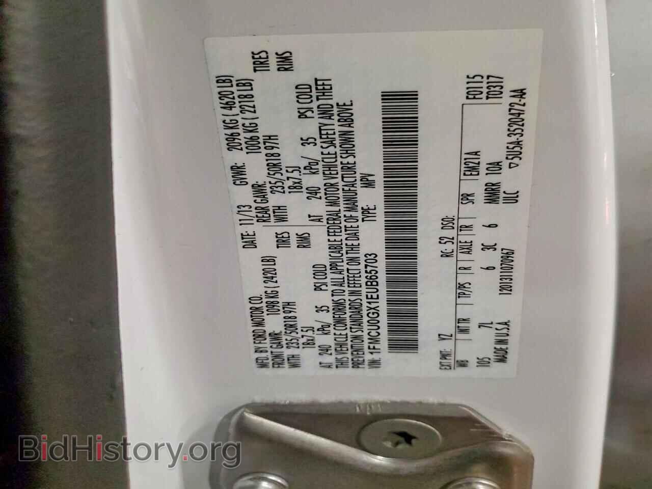 2014 FORD ESCAPE - VIN: 1FMCU0GX1EUB65703 - Фото 13