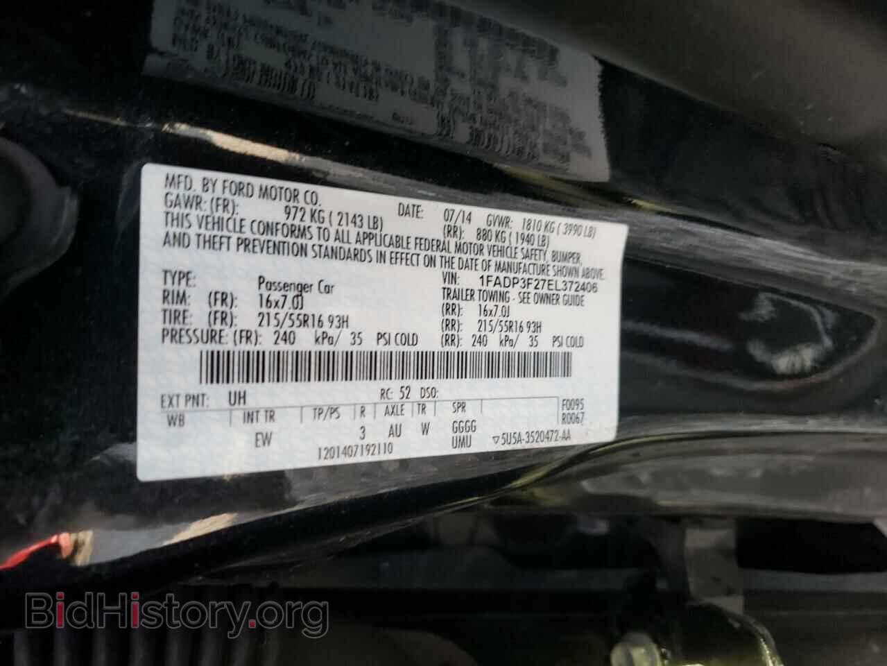 2014 FORD FOCUS - VIN: 1FADP3F27EL372406 - Фото 12
