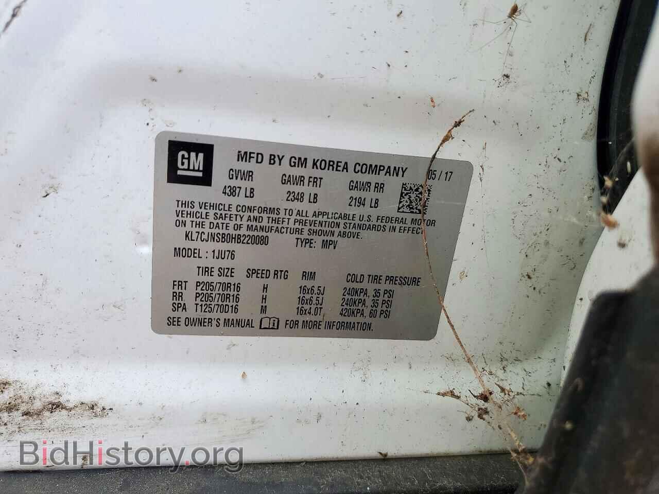 2017 CHEVROLET TRAX - VIN: KL7CJNSB0HB220080 - Photo 13