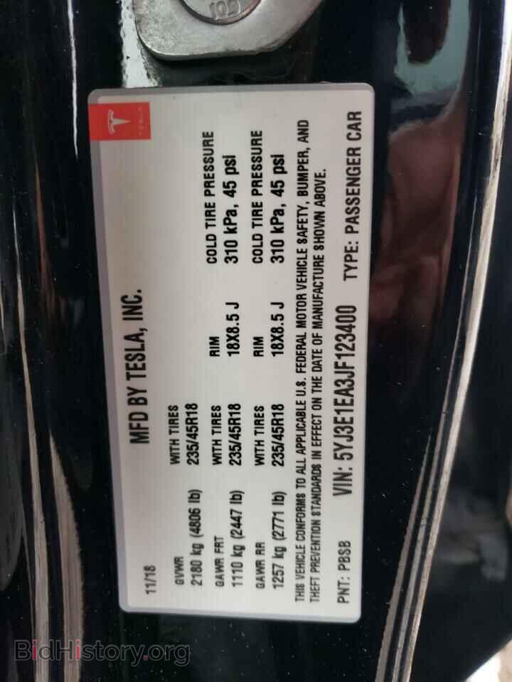 2018 TESLA MODEL 3 - VIN: 5YJ3E1EA3JF123400 - Фото 12