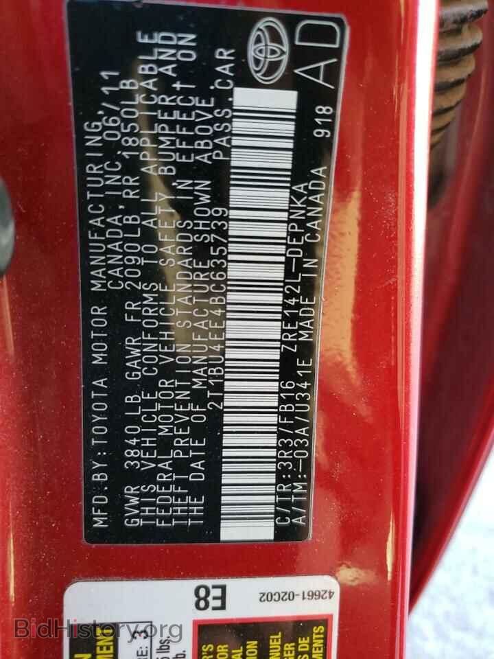 2011 TOYOTA COROLLA - VIN: 2T1BU4EE4BC635739 - Фото 13