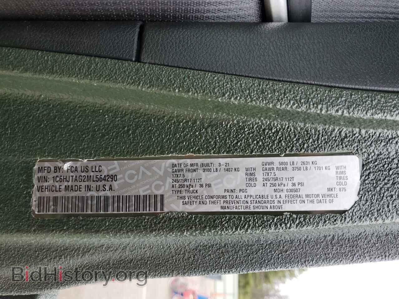 2021 JEEP GLADIATOR - VIN: 1C6HJTAG2ML564290 - Фото 12