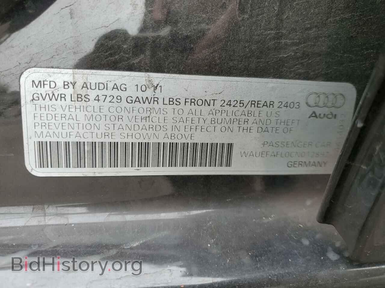 2012 AUDI A4 - VIN: WAUEFAFL0CN012892 - Фото 12