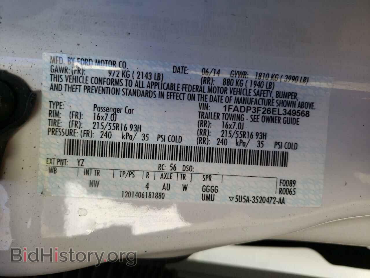 2014 FORD FOCUS - VIN: 1FADP3F26EL349568 - Фото 12