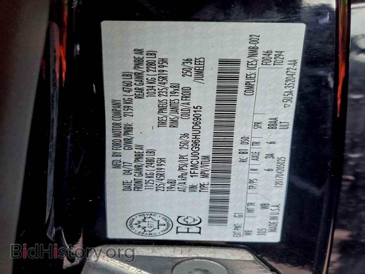 2017 FORD ESCAPE - VIN: 1FMCU0G96HUD69015 - Фото 13