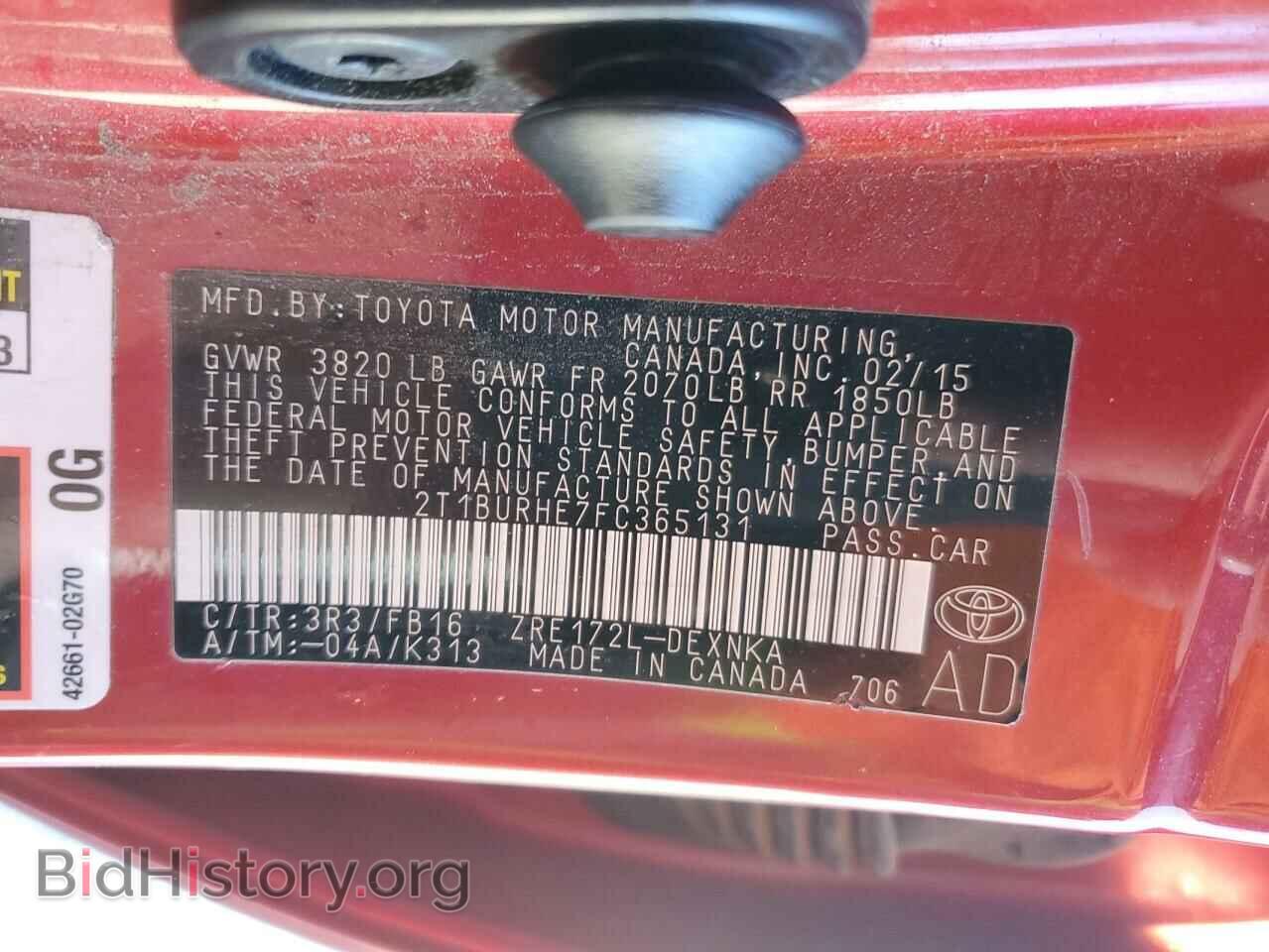 2015 TOYOTA COROLLA - VIN: 2T1BURHE7FC365131 - Фото 12