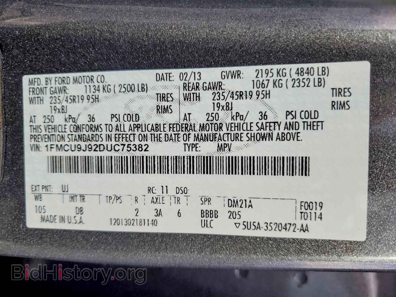2013 FORD ESCAPE - VIN: 1FMCU9J92DUC75382 - Фото 13