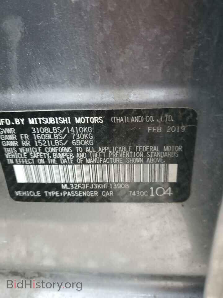 2019 MITSUBISHI MIRAGE - VIN: ML32F3FJ3KHF13908 - Фото 12