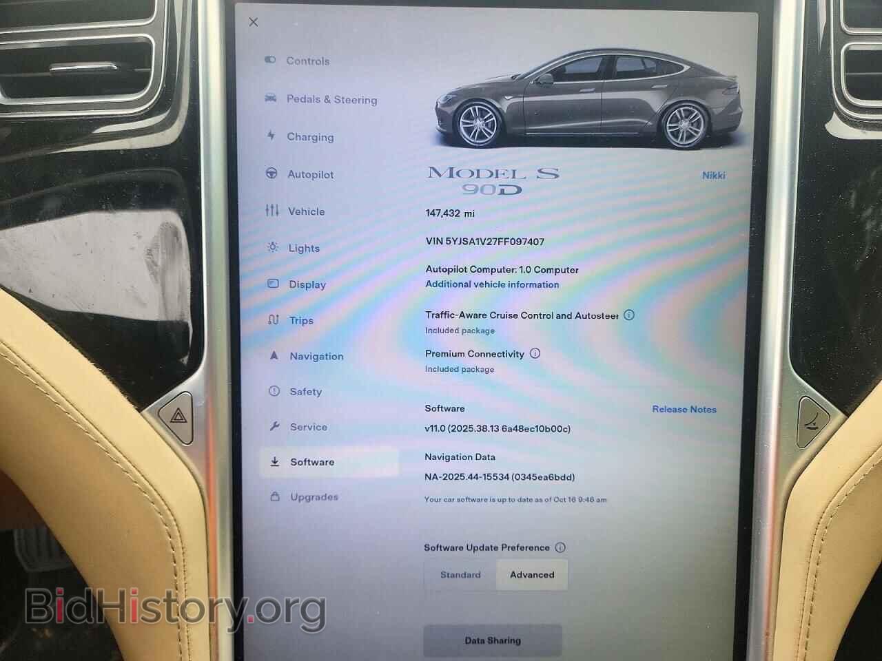 2015 TESLA MODEL S - VIN: 5YJSA1V27FF097407 - Фото 9
