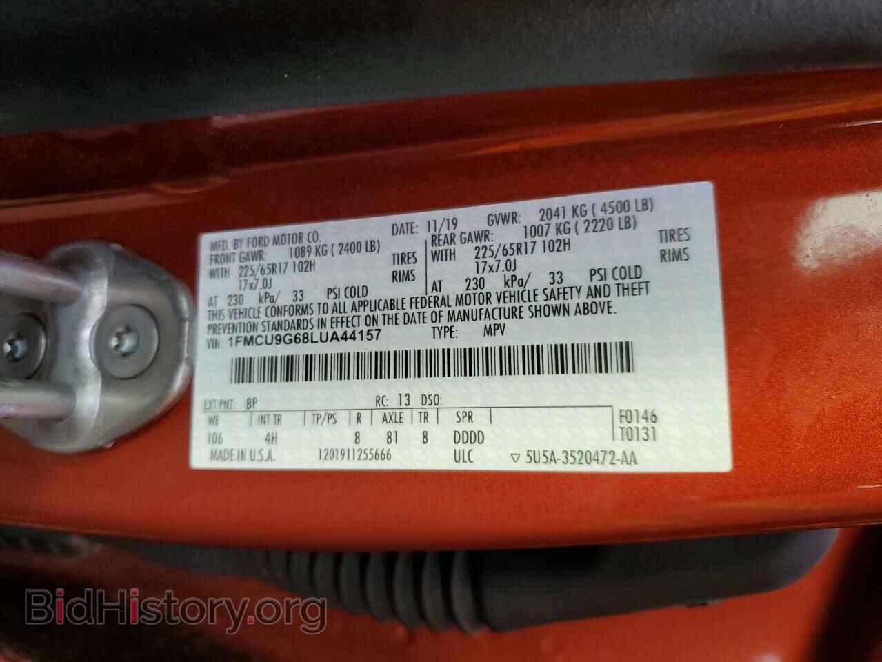 2020 FORD ESCAPE - VIN: 1FMCU9G68LUA44157 - Photo 13