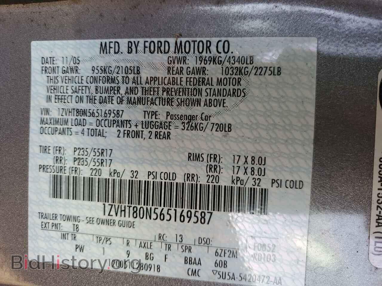2006 FORD MUSTANG - VIN: 1ZVHT80N565169587 - Фото 12
