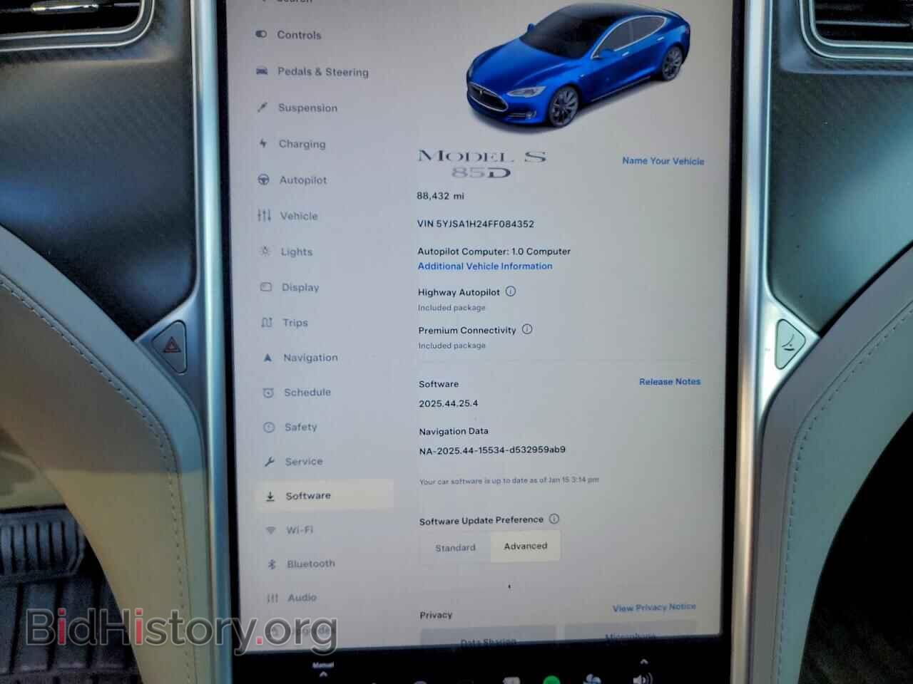 2015 TESLA MODEL S - VIN: 5YJSA1H24FF084352 - Фото 9