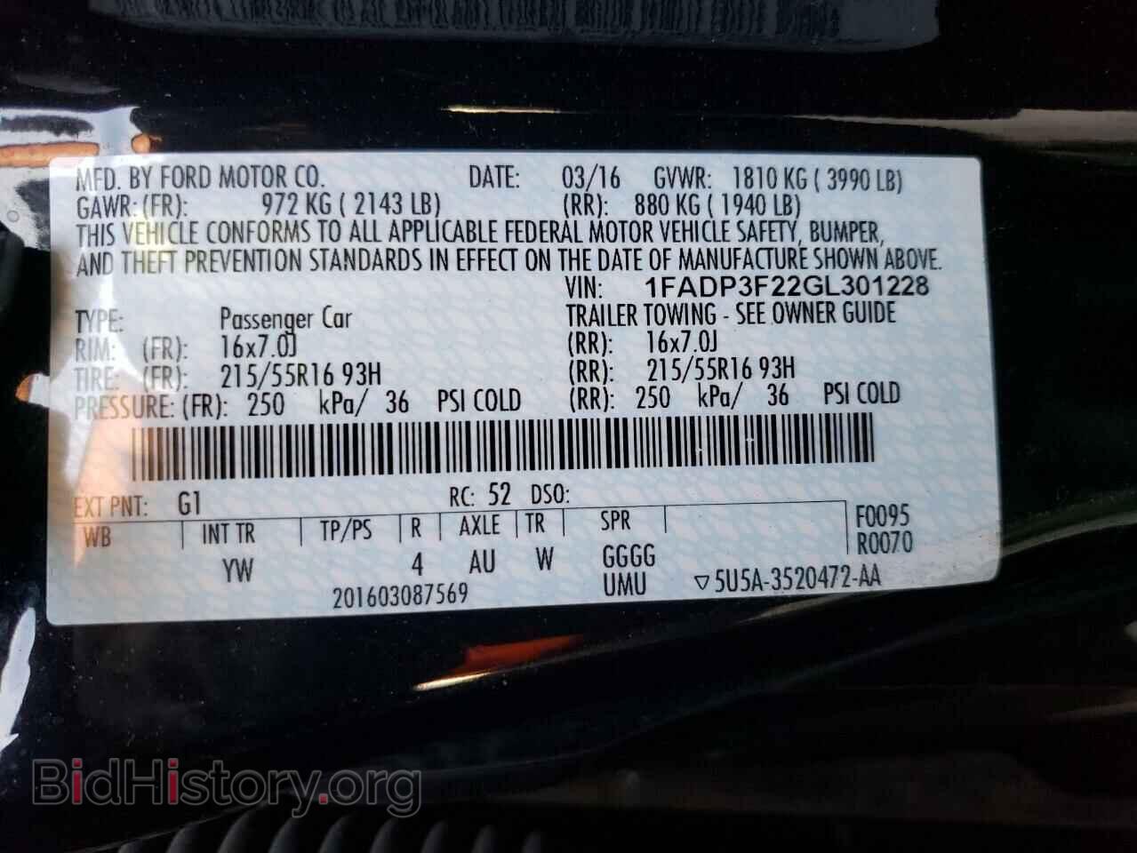 2016 FORD FOCUS - VIN: 1FADP3F22GL301228 - Фото 12